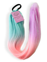 Load image into Gallery viewer, mermaid hair, mermaid scrunchies, pamper parties, nz kids party, nz pamper party, diy pamper party, princess hair, elsa hair, kids hair braids, hair extensions, kids hairstyles, elsa braid, Barbie hair, Barbie ponytail, Barbie wig, Barbie kids hair