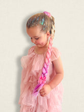 Load image into Gallery viewer, mermaid hair, mermaid scrunchies, pamper parties, nz kids party, nz pamper party, diy pamper party, princess hair, elsa hair, kids hair braids, hair extensions, kids hairstyles, elsa braid, Barbie hair, Barbie ponytail, Barbie wig, Barbie kids hair