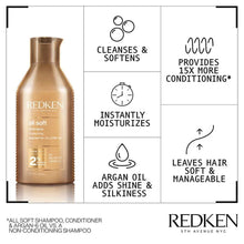 Load image into Gallery viewer, Hair products, redken dunedin, redken mosgiel, hair products online, hair products mosgiel, hair care, hair care dunedin, hair care mosgiel, dunedin blonde, softening shampoo, redken all soft, redken all soft shampoo, argan oil
